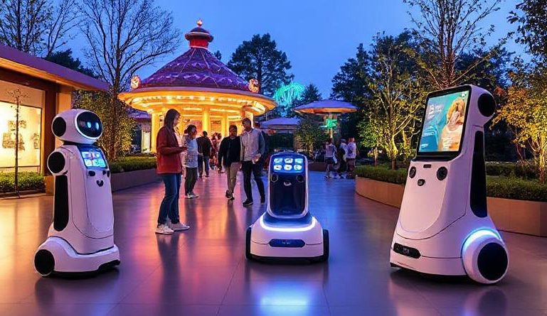 Service robots assisting citizens in a public urban space
